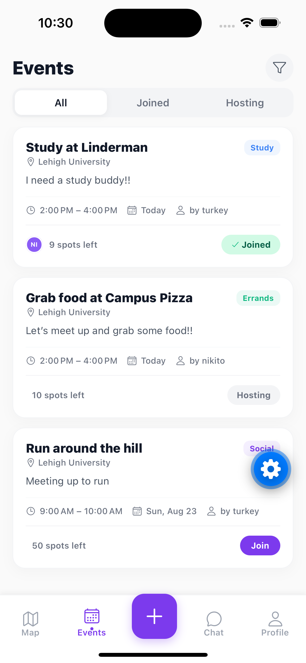 Live Campus Event Discovery Feed
