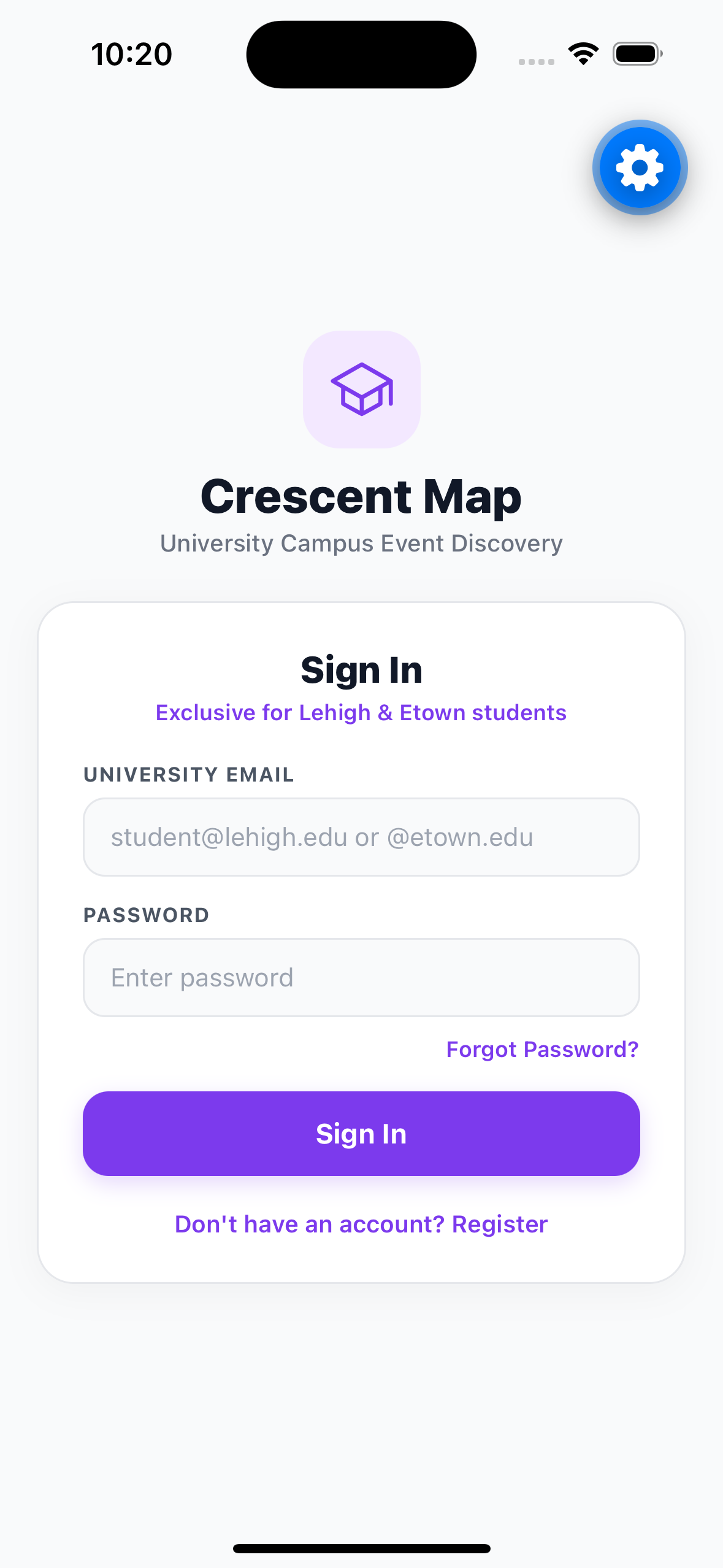 User Authentication Screen