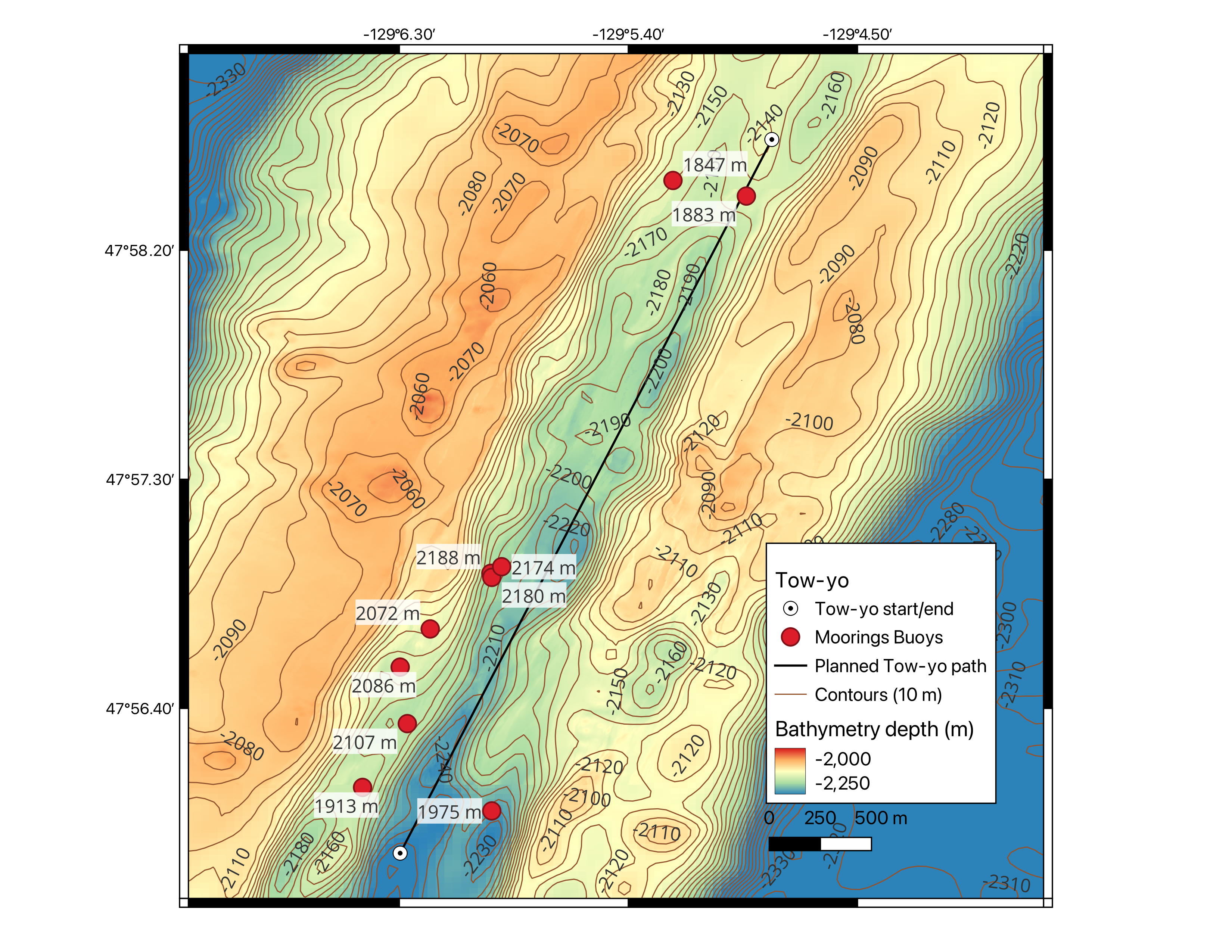 GIS Maps Made Example #3 (Tow-Yo Survey Operational Hazards)